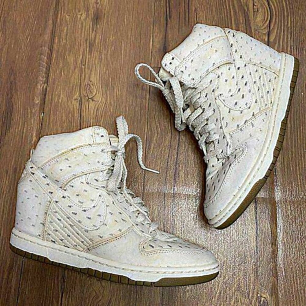 Nike Dunk Sky Hi White Print Hidden Wedge (543258-100) Shoes Sneaker SZ 8.5